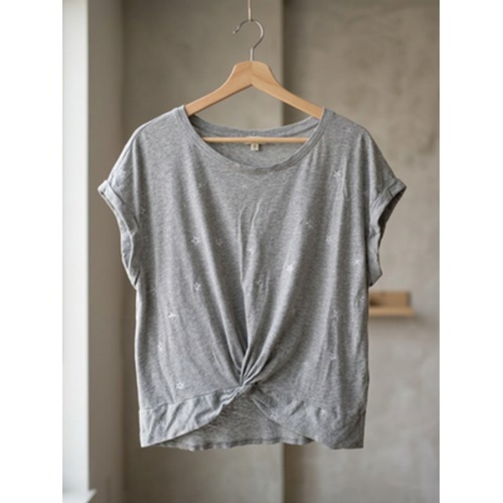 Lucky Brand Women's XL Grey Star Graphic Cotton T-Shirt Short Sleeve Tee Top